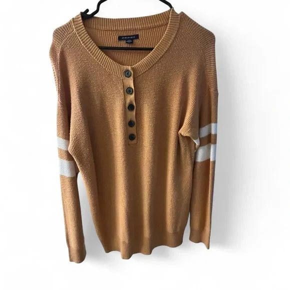 American Eagle Outfitters Camel Button-Up Sweater - Picture 1 of 4